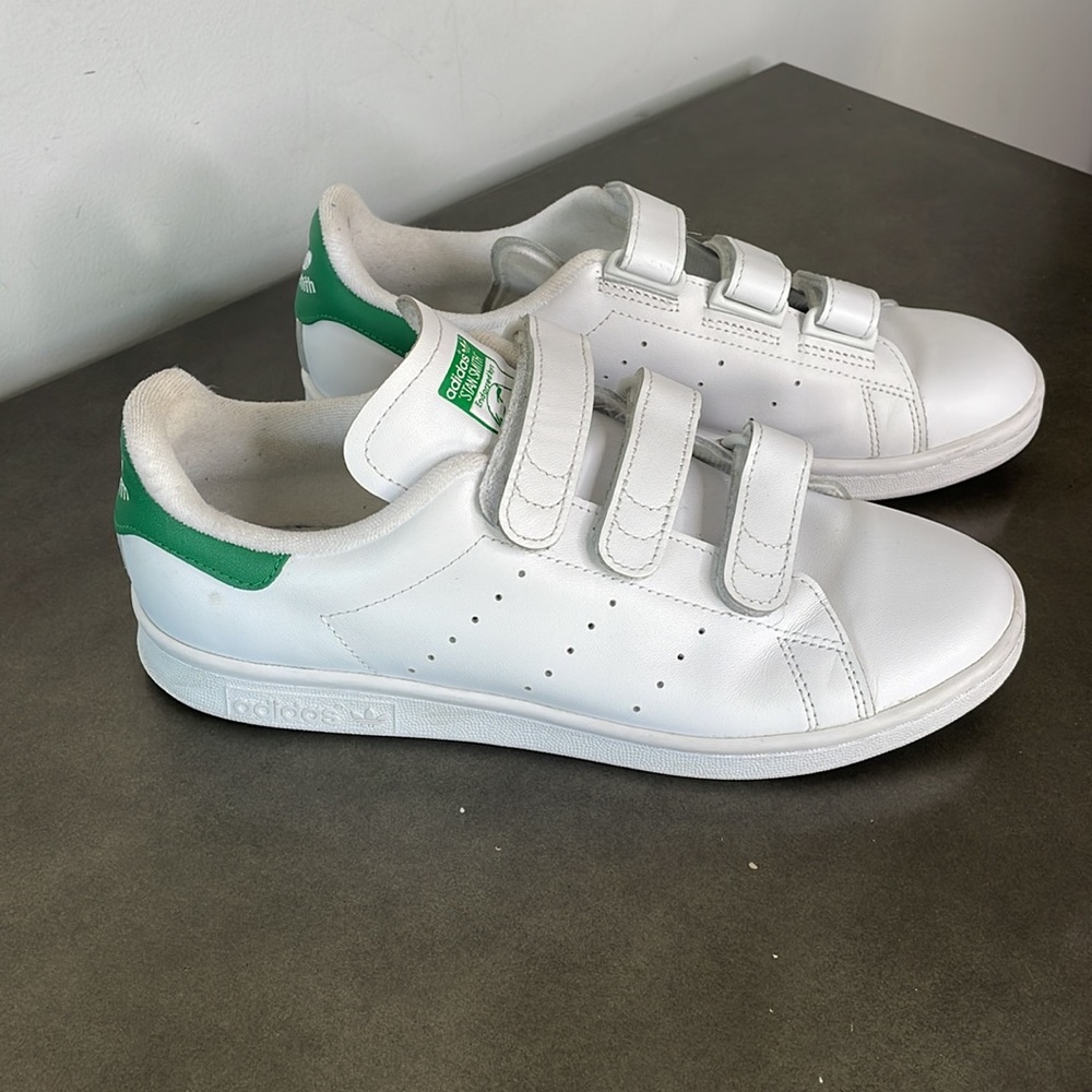 Adidas Stan Smith White / Green Velcro Sneakers